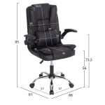 ΚΑΡΕΚΛΑ ΓΡΑΦΕΙΟΥ CANAN HM1201 ΜΑΥΡO PVC-ΒΑΣΗ ΧΡΩΜΙΟΥ 66x61x105Υεκ. - Image 2