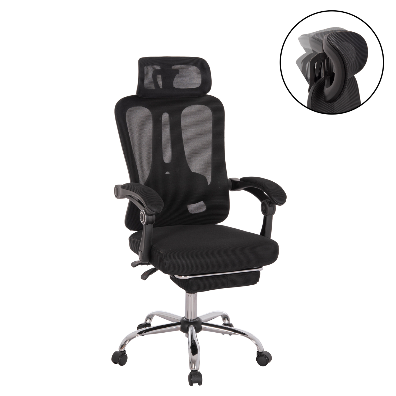 karekla-grafeioy-fb91825801-mayro-mesh-m ΚΑΡΕΚΛΑ ΓΡΑΦΕΙΟΥ BARNET HM18258.01 ΜΑΥΡΟ MESH-ΜΑΥΡΟΣ ΣΚΕΛΕΤΟΣ NYLON 61x62x123Υ - Image 1