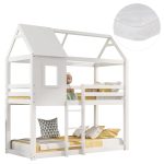 ΚΟΥΚΕΤΑ ΠΑΙΔΙΚΗ ΜΕ 2 ΣΤΡΩΜΑΤΑ HOOD HM21314.01 ΞΥΛΟ ΠΕΥΚΟΥ ΛΕΥΚΟ--ΣΤΡΩΜΑΤΑ 90x190εκ