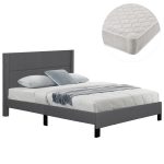 ΚΡΕΒΑΤΙ ΔΙΠΛΟ & ΣΤΡΩΜΑ TRILLOP HM21202.12 ΓΚΡΙ ΥΦΑΣΜΑ--ΓΙΑ 160x200εκ