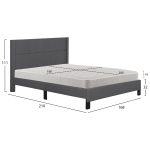 ΚΡΕΒΑΤΙ ΔΙΠΛΟ & ΣΤΡΩΜΑ TRILLOP HM21202.12 ΓΚΡΙ ΥΦΑΣΜΑ--ΓΙΑ 160x200εκ - Image 3