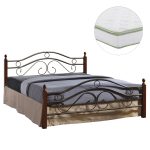 ΚΡΕΒΑΤΙ ΔΙΠΛΟ & ΣΤΡΩΜΑ CELINA HM21328 ΜΕΤΑΛΛΟ & ΞΥΛΟ ΣΕ DIRTY OAK--ΣΤΡΩΜΑ 150x200εκ