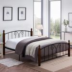 ΚΡΕΒΑΤΙ ΔΙΠΛΟ & ΣΤΡΩΜΑ SUZIE HM21332 ΜΕΤΑΛΛΟ & ΞΥΛΟ ΣΕ ΚΑΡΥΔΙ--ΣΤΡΩΜΑ 150x200εκ - Image 2