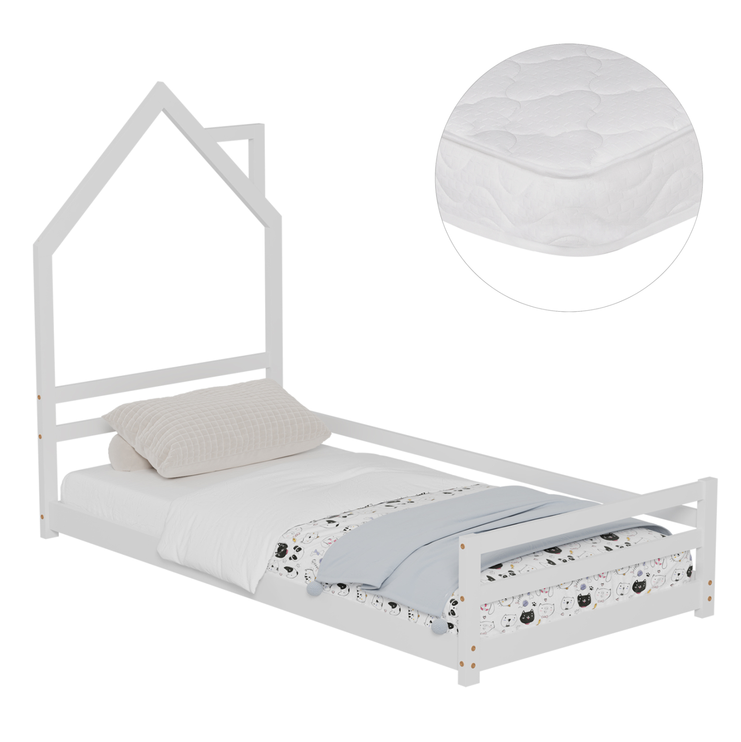 krebati-paidiko-me-stroma-fb921301-xylo- ΚΡΕΒΑΤΙ ΠΑΙΔΙΚΟ ΜΕ ΣΤΡΩΜΑ HOUSER HM21301 ΞΥΛΟ ΠΕΥΚΟΥ ΣΕ ΛΕΥΚΟ--ΣΤΡΩΜΑ 90x190εκ - Image 1