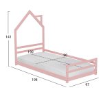 ΚΡΕΒΑΤΙ ΠΑΙΔΙΚΟ ΜΕ ΣΤΡΩΜΑ HOUSER HM21301.02 ΞΥΛΟ ΠΕΥΚΟΥ ΣΕ ΡΟΖ--ΣΤΡΩΜΑ 90x190εκ - Image 3