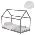 ΚΡΕΒΑΤΙ ΠΑΙΔΙΚΟ ΜΕ ΣΤΡΩΜΑ PEPE HM21302.02 ΞΥΛΟ ΠΕΥΚΟΥ ΣΕ ΓΚΡΙ--ΣΤΡΩΜΑ 90x190εκ