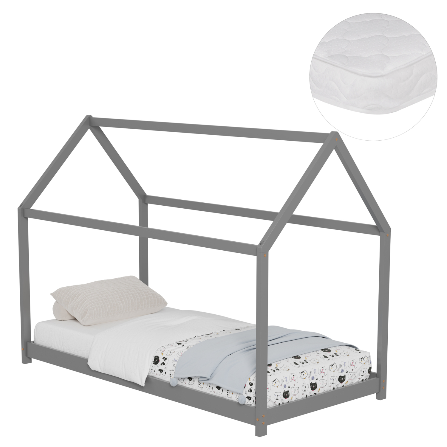 krebati-paidiko-me-stroma-fb92130202-xyl ΚΡΕΒΑΤΙ ΠΑΙΔΙΚΟ ΜΕ ΣΤΡΩΜΑ PEPE HM21302.02 ΞΥΛΟ ΠΕΥΚΟΥ ΣΕ ΓΚΡΙ--ΣΤΡΩΜΑ 90x190εκ - Image 1