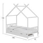 ΚΡΕΒΑΤΙ ΠΑΙΔΙΚΟ ΜΕ ΣΤΡΩΜΑ KLARICE HM21305.01 ΞΥΛΟ ΠΕΥΚΟΥ ΣΕ ΛΕΥΚΟ--ΣΤΡΩΜΑ 90x190εκ - Image 3
