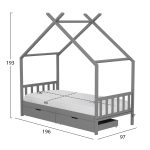 ΚΡΕΒΑΤΙ ΠΑΙΔΙΚΟ ΜΕ ΣΤΡΩΜΑ KLARICE HM21305.02 ΞΥΛΟ ΠΕΥΚΟΥ ΣΕ ΓΚΡΙ--ΣΤΡΩΜΑ 90x190εκ - Image 3