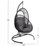 ΚΡΕΜΑΣΤΗ ΦΩΛΙΑ RULER HM6083 ΜΑΥΡΟ ΜΕΤΑΛΛΟ ΚΑΙ ΣΥΝΘ.RATTAN-ΓΚΡΙ ΜΑΞΙΛΑΡΙ 120x110x190Υ - Image 2