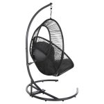ΚΡΕΜΑΣΤΗ ΦΩΛΙΑ RULER HM6083 ΜΑΥΡΟ ΜΕΤΑΛΛΟ ΚΑΙ ΣΥΝΘ.RATTAN-ΓΚΡΙ ΜΑΞΙΛΑΡΙ 120x110x190Υ - Image 5