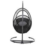 ΚΡΕΜΑΣΤΗ ΦΩΛΙΑ RULER HM6083 ΜΑΥΡΟ ΜΕΤΑΛΛΟ ΚΑΙ ΣΥΝΘ.RATTAN-ΓΚΡΙ ΜΑΞΙΛΑΡΙ 120x110x190Υ - Image 6