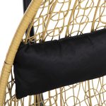 ΚΡΕΜΑΣΤΗ ΠΟΛΥΘΡΟΝΑ ΦΩΛΙΑ MILLIE HM5996.04 ΜΕΤΑΛΛΟ ΜΑΥΡΟ-ΣΥΝΘ.RATTAN ΜΠΕΖ Φ95x195Υεκ. - Image 7