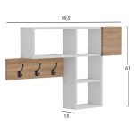 ΚΡΕΜΑΣΤΡΑ ΕΙΣΟΔΟΥ ΜΕ ΡΑΦΙΑ HARLAN HM8973.12 ΜΕΛΑΜΙΝΗ ΣΕ SONAMA-ΛΕΥΚΟ 99,5x15x61Υεκ. - Image 2