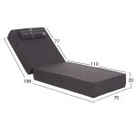 ΜΑΞΙΛΑΡΙ ΞΑΠΛΩΣΤΡΑΣ KIHEI HM21094.03 OLEFIN ΣΚΟΥΡΟ ΓΚΡΙ ΜΕ FOAM 198x70x20Υεκ - Image 2