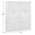 ΝΤΟΥΛΑΠΑ 4ΦΥΛΛΗ REINA ME 4 ΣΥΡΤΑΡΙΑ HM21258 ΜΕΛΑΜΙΝΗ ΣΕ ΛΕΥΚΟ 160x42,5x180,5Υεκ - Image 2