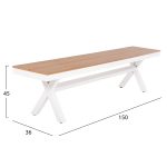 ΠΑΓΚΑΚΙ ΑΛΟΥΜΙΝΙΟΥ TAWNEE HM6038.02 ΛΕΥΚΟ-POLYWOOD ΚΑΘΙΣΜΑ ΦΥΣΙΚΟ 150x36x45Υεκ. - Image 2