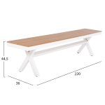 ΠΑΓΚΑΚΙ ΑΛΟΥΜΙΝΙΟΥ TAWNEE HM6040.02 ΛΕΥΚΟ-POLYWOOD ΚΑΘΙΣΜΑ ΦΥΣΙΚΟ 220x36x44,5Υεκ. - Image 2