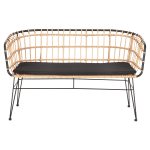 ΠΑΓΚΑΚΙ ΔΙΘΕΣΙΟ ALLEGRA HM5692.11 P.E.RATTAN ΜΠΕΖ-ΜΑΥΡΟΣ ΜΕΤΑΛ.ΣΚΕΛΕΤΟΣ 125x60x77Υεκ - Image 3