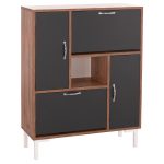 ΠΑΠΟΥΤΣΟΘΗΚΗ MEDY HM18187.02 ΜΕΛΑΜΙΝΗ ΣΕ ΦΥΣΙΚΟ & ΑΝΘΡΑΚΙ-ΜΑΥΡΑ ΠΟΔΙΑ 85x30x108.5Υεκ