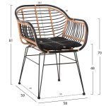 ΠΟΛΥΘΡΟΝΑ ALLEGRA HM5663.11 ΜΕΤΑΛ.ΣΚΕΛΕΤΟΣ-P.E.RATTAN ΜΠΕΖ-ΜΑΥΡΟ 58x59x81Υεκ - Image 2