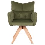 ΠΟΛΥΘΡΟΝΑ ΤΡΑΠΕΖΑΡΙΑΣ QUILL HM9843.05 ΠΡΑΣΙΝΟ ΥΦΑΣΜΑ-ΞΥΛΟ ΟΞΙΑΣ ΠΟΔΙΑ 61x57,5x91Υεκ. - Image 3