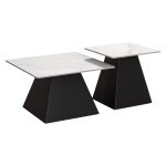 ΣΕΤ 2 ΤΡΑΠΕΖΙΑ ΣΑΛΟΝΙΟΥ QUBER(X) HM18311.02 SINTERED STONE ΤΕΤΡΑΓΩΝΟ--ΒΑΣΕΙΣ ΜΑΥΡΕΣ