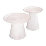 ΣΕΤ 2ΤΜΧ ΤΡΑΠΕΖΙΑ ΣΑΛΟΝΙΟΥ ΣΤΡΟΓΓΥΛΑ ROSS HM11946 ΜΑΣΙΦ MANGO ΛΕΥΚΟ Φ60 & Φ45εκ. - Image 3