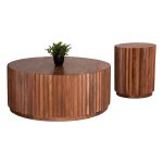 ΣΕΤ 2ΤΜΧ ΤΡΑΠΕΖΙΑ ΣΑΛΟΝΙΟΥ ΣΤΡΟΓΓΥΛΑ SEDGE HM11944 ΜΑΣΙΦ ΑΚΑΚΙΑ Φ90 & Φ40εκ. - Image 4