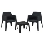 ΣΕΤ 3ΤΜΧ ΠΟΛΥΠΡΟΠΥΛΕΝΙΟΥ SLEEK HM21267.02 ΤΡΑΠΕΖΑΚΙ & 2 ΠΟΛΥΘΡΟΝΕΣ-ΜΑΥΡΟ