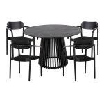 ΣΕΤ ΤΡΑΠΕΖΑΡΙΑΣ 5ΤΜΧ OSLO HM21075.01 ΣΤΡΟΓΓΥΛΟ ΤΡΑΠΕΖΙ Φ120εκ. & 4 ΚΑΡΕΚΛΕΣ-ΜΑΥΡΟ
