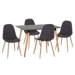 ΣΕΤ ΤΡΑΠΕΖΑΡΙΑΣ 5ΤΜΧ MINARDO HM21179 MDF TOP ΣΕ ΜΑΥΡΟ--ΣΚΟΥΡΟ ΓΚΡΙ ΥΦΑΣΜΑ