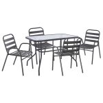 ΣΕΤ ΤΡΑΠΕΖΑΡΙΑΣ 5ΤΜΧ ADAM HM21219 ΚΑΡΕΚΛΕΣ ΜΕΤΑΛΛΙΚΕΣ & ΤΡΑΠΕΖΙ 110x60 ΓΚΡΙ