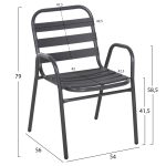 ΣΕΤ ΤΡΑΠΕΖΑΡΙΑΣ 5ΤΜΧ ADAM HM21219 ΚΑΡΕΚΛΕΣ ΜΕΤΑΛΛΙΚΕΣ & ΤΡΑΠΕΖΙ 110x60 ΓΚΡΙ - Image 3