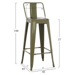 ΣΚΑΜΠΟ BAR ME ΠΛΑΤΗ ΜΕΤΑΛΛΙΚΟ MELITA-PRO HM8643.43 DARK OLIVE GREEN 42x42x100Υεκ. - Image 2