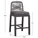 ΣΚΑΜΠΟ ΜΠΑΡ ΜΕΣ.ΥΨΟΥΣ HOWARD HM5791.23 ΜΑΥΡΟ ΑΛΟΥΜΙΝΙΟ--ΓΚΡΙ ΣΧΟΙΝΙ 47,5x55x94,5Υεκ. - Image 2