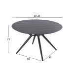 ΤΡΑΠΕΖΙ ΑΛΟΥΜΙΝΙΟΥ ΣΤΡΟΓΓΥΛΟ HIGER HM6061.03 ΑΝΘΡΑΚΙ Φ126Χ73Υεκ. - Image 2
