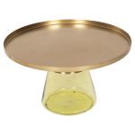 ΤΡΑΠΕΖΙ ΣΑΛΟΝΙΟΥ SCAL HM9724 ΒΑΣΗ ΠΡΑΣΙΝΟ ΓΥΑΛΙ-TOP ΧΡΥΣΟ ΜΕΤΑΛΛΟ Φ76x43,5Υεκ - Image 3