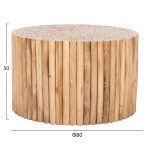 ΤΡΑΠΕΖΙ ΣΑΛΟΝΙΟΥ ΣΤΡΟΓΓΥΛΟ COOTER HM9863 ΚΛΑΔΙΑ TEAK-ΦΥΣΙΚΟ Φ80x50Υεκ. - Image 2