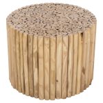 ΤΡΑΠΕΖΙ ΣΑΛΟΝΙΟΥ ΣΤΡΟΓΓΥΛΟ COOTER HM9864 ΚΛΑΔΙΑ TEAK-ΦΥΣΙΚΟ Φ60,5x46Υεκ. - Image 3