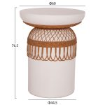 ΒΟΗΘΗΤΙΚΟ ΤΡΑΠΕΖΙ PRILEP HM18159.02 FIBER CEMENT ΛΕΥΚΟ & RATTAN--Φ60x76,5Υεκ - Image 2