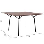 ΤΡΑΠΕΖΙ ΤΡΑΠΕΖΑΡΙΑΣ TRENK HM9614.02 MDF ΜΕ ΚΑΠΛΑΜΑ ΔΡΥΟΣ ΚΑΡΥΔΙ-ΜΑΥΡΟ ΜΕΤΑΛΛΟ 120x120x75Υεκ. - Image 2