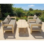 FLORIDA Living Set Σαλόνι Καθιστικό Κήπου-Βεράντας (4τ), Acacia, Μαξιλάρια Cappuccino - Image 2