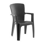 SIDE Πολυθρόνα Κήπου-Βεράντας Στοιβαζόμενη, (Rattan Look) PP-UV Απόχρωση Ανθρακί - Image 2
