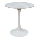 Τραπέζι Balou I pakoworld sintered stone-mdf σε λευκό μαρμάρου Φ70x74εκ