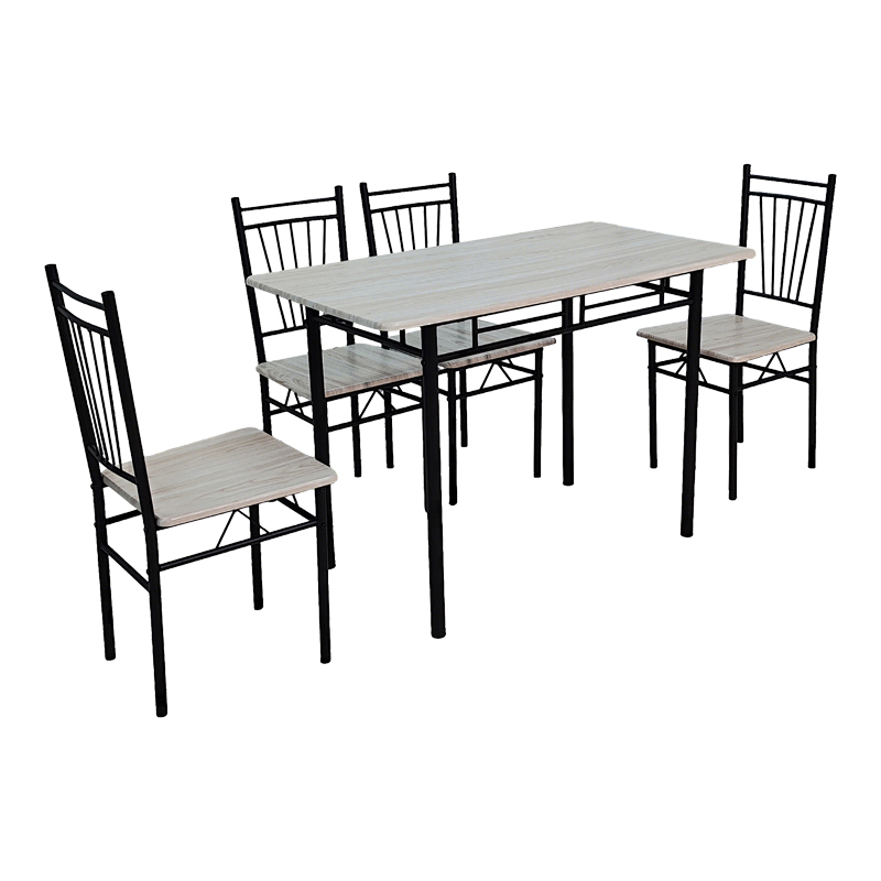 072-000183 Τραπεζαρία Roza pakoworld σετ 5τμχ mdf sonoma με μεταλλικό μαύρο πόδι 120x65x75εκ - Image 1