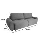 Kαναπές-κρεβάτι τριθέσιος Hungie pakoworld υφασμα μπεζ 250x92x89εκ - Image 6