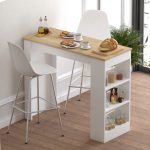 Τραπέζι μπαρ Riff pakoworld λευκό-sonoma 120x50x100εκ - Image 2