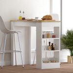 Τραπέζι μπαρ Riff pakoworld λευκό-sonoma 120x50x100εκ - Image 3