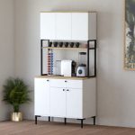 Ντουλάπια κουζίνας Lenner pakoworld λευκό-sonoma 90x45x184εκ - Image 3